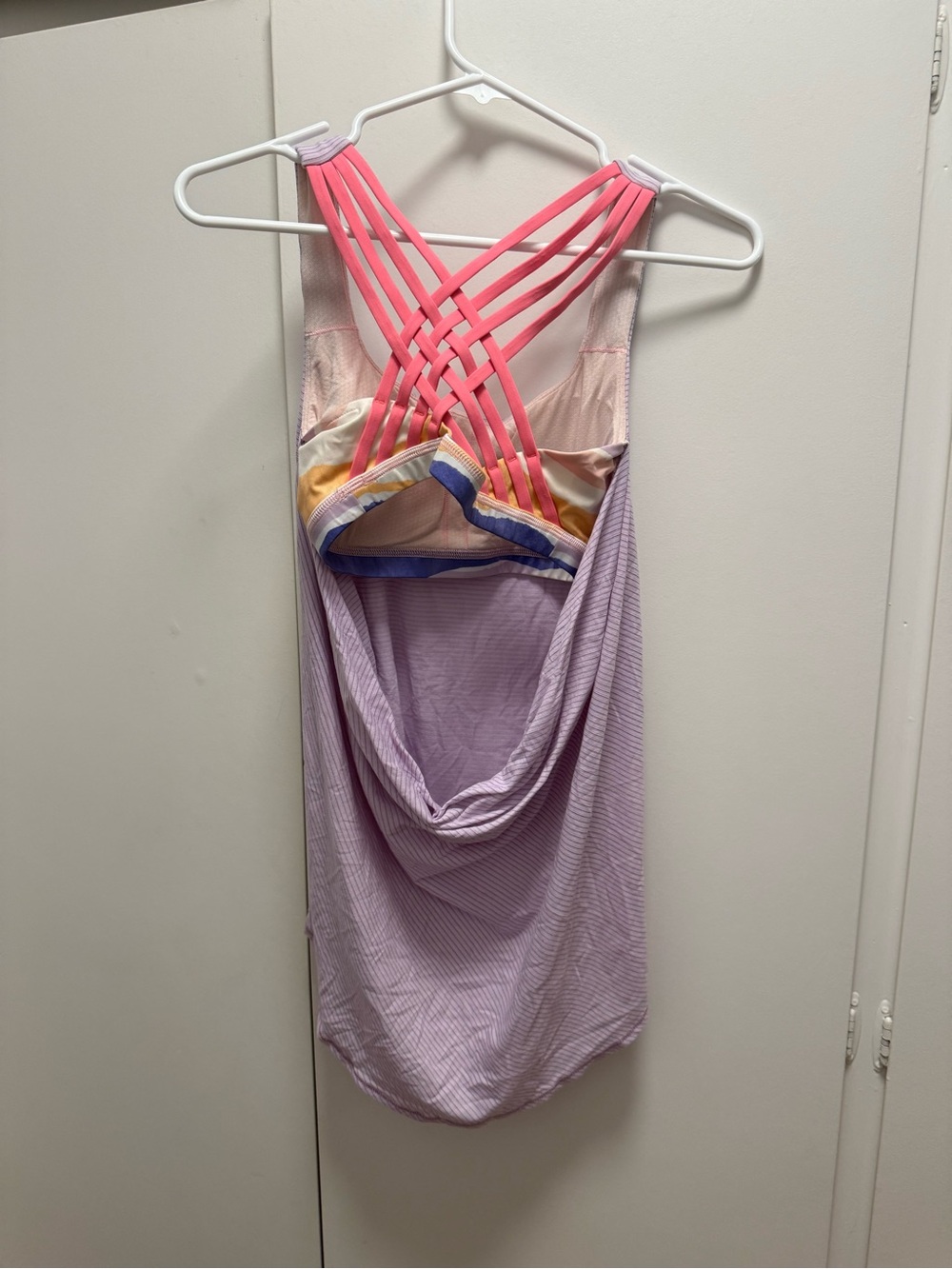 lululemon wild tank Lavender Tank with Pink Strappy Back Size 6